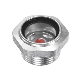 M METERXITY Air Compressor Oil Sight Glass, 1" NPT Toughened Glass No Leak Hex Oil Liquid Level Gauge Fittings W O-Ring for Air Compressor/Pump/Tank Sight Plug Window