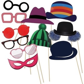 58Pcs Photo Booth Props,Funny Party Photo Booth Decorations,Birthday Party Supplies,Head & Face Props for Party Selfie,Memory Photo,Birthday Party