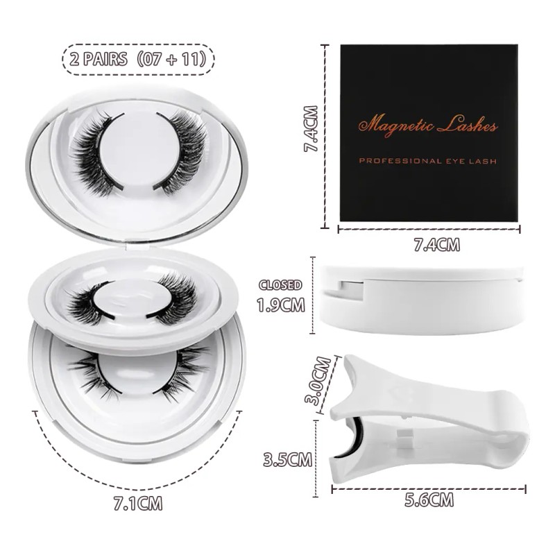 Set De Pestañas Postizas Magnéticas 2 Pares, Con Pinzas