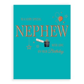 Piccadilly Greetings Avant Garde Studios H90048 Classic Birthday Card Nephew,green|white|brown, 8 x 6 inches