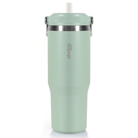 Simpleasy 30 oz Tumbler with Flip Straw - Vacuum Insulated Stainless Steel Water Bottle for Home, Office or Car - Reusable Cup with Straw Leakproof Flip, Cold up to 24h, Mint