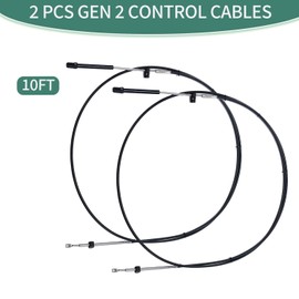 OQUQO 2pcs 10FT Boat Throttle & Shifter Cables – 600A Gen I Remote Control Set for Outboard Engines | Throttle & Shift Cable Replacements Compatible with Boat Outboard Motors