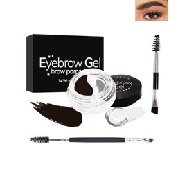 2 Colors Eyebrow Pomade Set-2 in 1 Waterproof Eyebrow Cream Gel Ebony & Clear Brow Setting Glue Wax, Filling & Shaping Tinted Brow Filler with Brow Brush Tool, Eyebrow Color Makeup for Women -#06