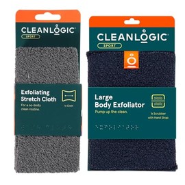 2 PACK Esponja Exfoliadora y Toalla Strech Exfoliante, Esponja Suave, Toalla Elástica para Baño, Sport CleanIogic Sport Bath and Body