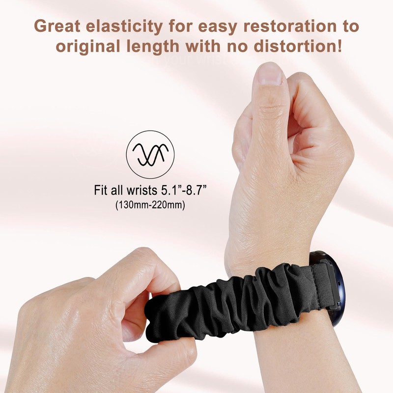 Stretchy Scrunchie Bands Compatible with Garmin Vivoactive 5/6, 20mm Nylon