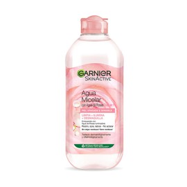 Garnier Skin Active Agua micelar desmaquillante con Agua de Rosas, 400ml. Limpia, desmaquilla e ilumina, ideal para piel opaca y sensible             