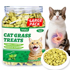 Wellix Cat Grass Treats with Catnip, Hairball & Digestive Support, 13.05 oz