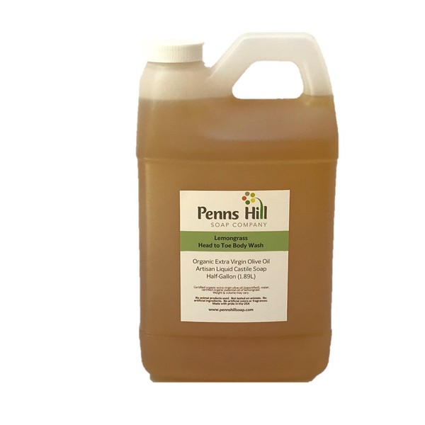Liquid Organic Olive Oil Castile Soap Lemongrass - Half Gallon