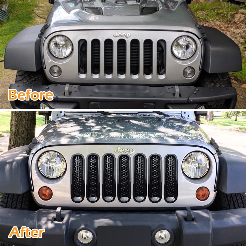 7PCS Front Grill Mesh Inserts for Jeep Wrangler JK JKU