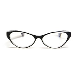 Calabria Emily Cateye Reading Glasses +1.00 Crystal Black Plaid Women Trendy Fashion Eyeglasses Cat Eye Single Power Readers
