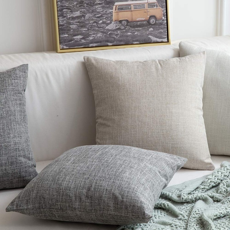 MIULEE Pack of 2 Decorative Throw Pillow Covers Farmhouse Linen