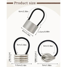 Molans 3PCS Metal Elastic Hair Ties - Pony Tails Metal Hair Holder Mixed Alloy Hair Cuffs For Women (Silver)
