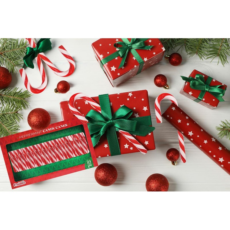 Fruidles Christmas Candy Canes Suckers, Peppermint Flavor, Individually Wrapped (24-Pack)