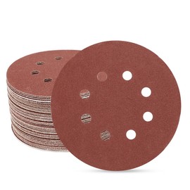 SUPBICCO 5 Inch 8 Hole Sanding Discs Hook and Loop, 50 PCS 120 Grit Round Sand Paper Disc, Aluminum Oxide Sandpaper Pads for Random Orbital Sander
