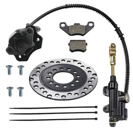 PRO BAT Rear Brake Master Cylinder Caliper Assembly+Brake Disk Rotor+Brake Pad for 50cc 70cc 90cc 110cc 125cc Chinese Quad Taotao Boulder B1 Coolster 3050HD ATV Kids Four Wheeler
