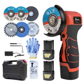 ZFULVO Cordless Brush Angle Grinder Kit, 19500rpm Mini Electric Angle Grinding Tool with 2pcs 16.8V 2000mAh Batteries and 5-Cutting Discs, Grinder Handheld Cutter for Metal Wood