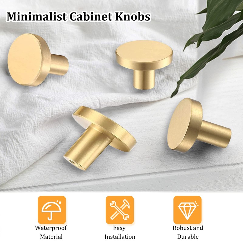 ZOCONE 12PCS Gold Drawer Knobs, 29mm Round Cabinet Knobs with
