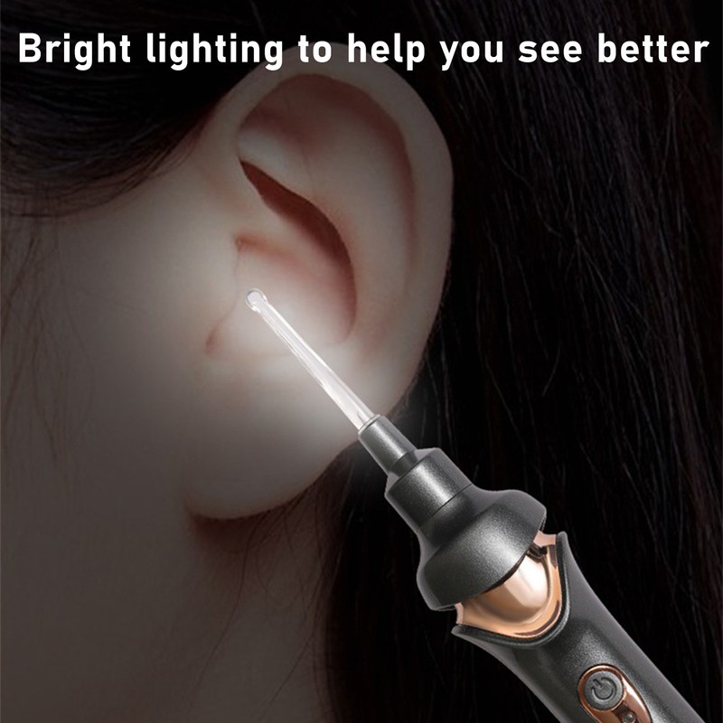 LED Lighted Earpick Set Low Noise Deep Cleansing Electric Ear