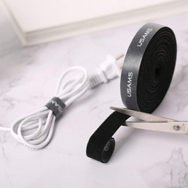 DFV mobile - Magic Sticker Fastener Tape Nylon Cable Organizer, Size: 20 mm x 1 m for BBK Vivo Y3N (2019) - Black