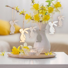 Logbuch-Verlag 18 Easter Wooden Bunnies Easter Bunny Pendant Wooden Decoration 7 cm for Hanging