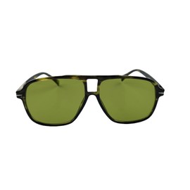 QVKUUT Retro Rectangular Sunglasses for Men and Women Rectangle Retro Glasses with Double Bridge, Green leopard/green