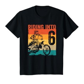 Kids Motocross 6 Years Old Dirt Bike 6th Birthday Party T-Shirt