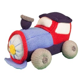 Zubels Baby Timmy The Train Hand-Knit Plush Rattle Toy, All-Natural Fibers, Eco-Friendly, 100% Cotton