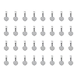 Ruwado 50 Pcs Glue on Bail Pendants Heart Shape 1.9 x 0.9 cm Metal Small Cute Scrabble Charms for Jewelry Making Kits Necklace Earring Bracelet Glass Cabochon Tiles (Antique Silver)
