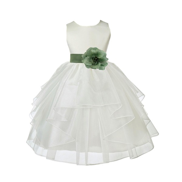 Wedding Pageant Ivory Shimmering Organza Flower Girl Dress 4613S 4