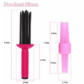 2개입 컬링 롤 빗 곱슬머리용 스타일러 3가지 사이즈 헤어 [black pink] 2-piece Curling Roll Brush Styler for Curly Hair in 3 Sizes [black pink]