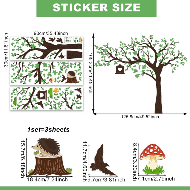 Large Tree Wall Stickers Famliy Trees Wall Decals with Green