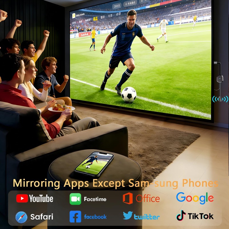 Wireless Display Adapter, Screen Mirroring for iOS Android Laptop