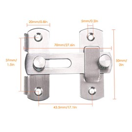 Stainless Steel Flip Latch, Tiberham Heavy Duty Hasp Latch Sliding Door Bolt Lock, Bar Latch Safety Gate Lock for Door Window Cabinet Pet Cage Crate Fitting Accessories (Pack of 2)