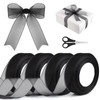 4 Rolls Organza Ribbon Black, 45 m x 25 mm