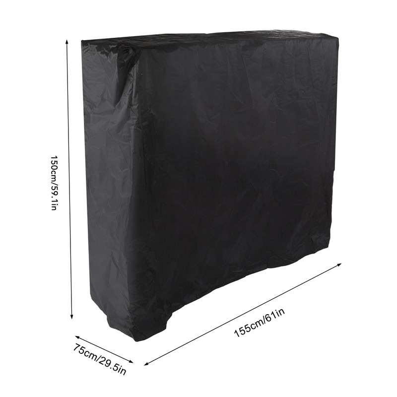 Ping Pong Table Cover Black Zippered 210 Silver Coated Waterproof