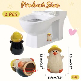 4 Pack Toilet Bolt Covers with 2 Pack Cute Duck Ceramic Toilet Bolt Caps and 2 Pack Universal Screw Covers Caps, Decorative Fun Bathroom Decor Replacement Parts