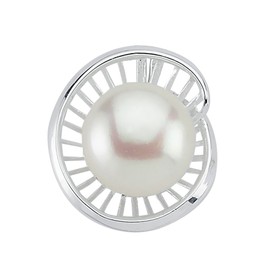 Vinani Design Pendant with Freshwater Cultured Pearl Elegant Shiny with Fiorentina Chain Sterling Silver 925 Chain Italy Natural Pearl Snail 2APS-F300, Sterling Silver