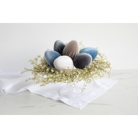 Velvet Eggs, Tiered Tray Decorations, Kitchen Decor, Spring Decorations, Farmhouse Tablescape (Neutral Elegance Set of 6)