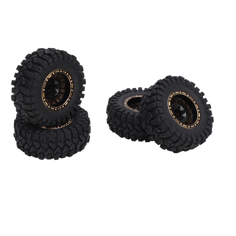 4Pcs Brass Wheel Tire Set 1.2in Hub Replacement for Traxxas