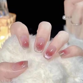 YXRXKJ Nail Tips, Medium, 24 Pieces, Nail Tips, Short, Popular, Japanese Style, Cute, Simple, Stylish, False Nails, Short, Spring & Summer, Bride Nails, Glossy, Coming of Age Ceremonies, Graduation