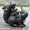 Set of 2 Garden Fairies with rabbit and squirrel,Bronze Effect