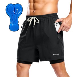 Bikewa Men's Mountain Bike Shorts 4D Padded Loose-fit Cycling Biking Bicycle Riding Biker Shorts for Men Zipper Pockets(Black,XL)