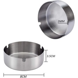 Stainless Steel Ashtray Modern Tabletop Ashtray for Indoor and Outdoor Use (8 Pack - 8 cm)