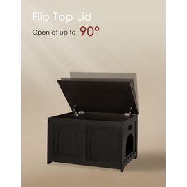 DINZI LVJ Cat Litter Box Enclosure, Flip Top Litter Box Furniture, Hidden Cat Washroom, Wooden House, End Side Table, 31.5" L x 19.7" W x 19.7" H, Sturdy and Easy to Assemble, Espresso