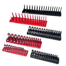 8Pcs Magnetic Socket Organizer Set, 1/2", 1/4" and 3/8" SAE & Metric Deep & Shallow Socket Holder Kit, Socket Trays,holds 199pcs Sockets (sockets not included) (6PCS)