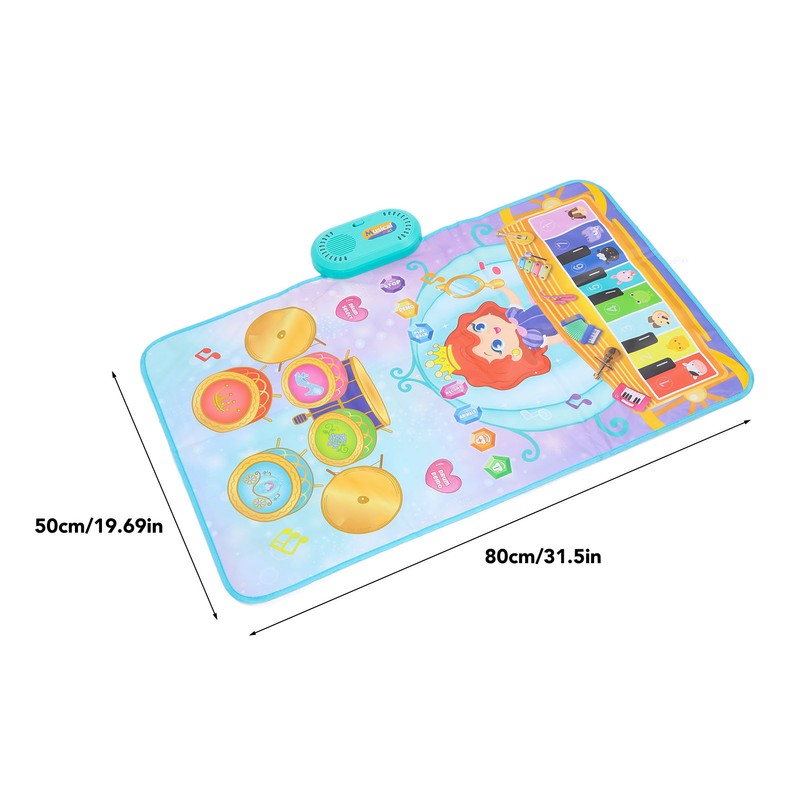 Piano Keyboard Drum Mat with 2 Drumsticks Plastic Waterproof Easy