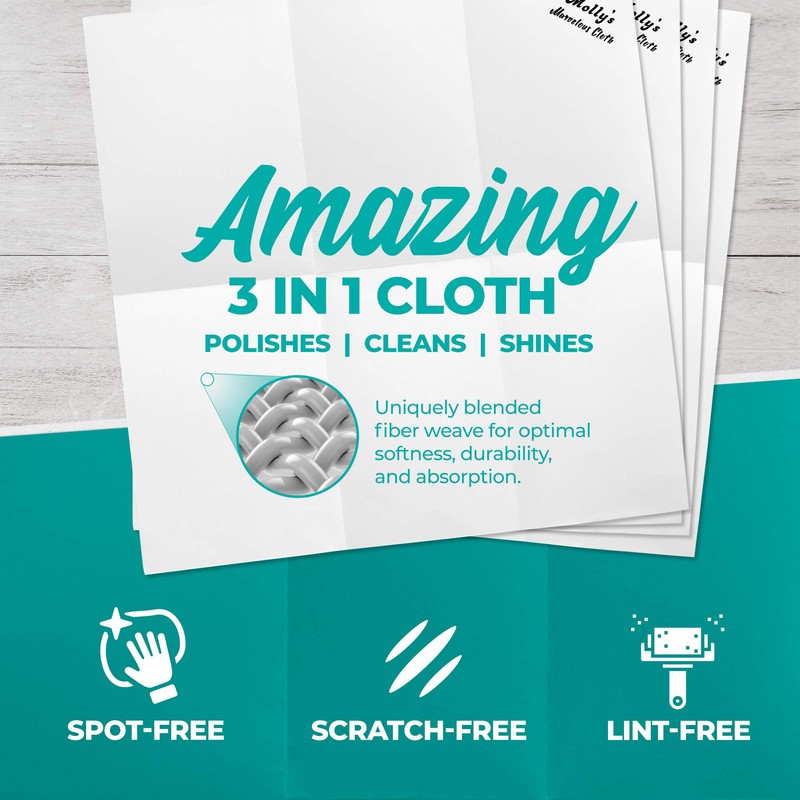 Molly’s Marvelous - Streak-Free Polishing Cloth, Lint-Free Microfiber Cleaning Cloth,