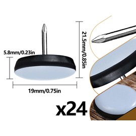 Emezddo Pack of 24 Furniture Gliders, Teflon Chair Glides, Floor Glides for Chairs with Nails, Effective Protection of Your Furniture and Floors (Round, Blue, 19 mm)