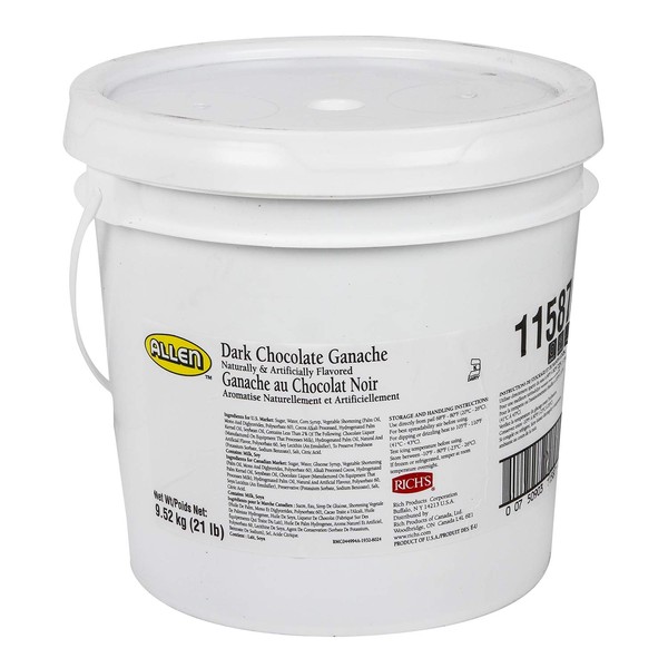 Rich's JW Allen Ganache, Ideal for Decorating Cakes, 20 lb Pail, Dark Chocolate, 336 Ounce (Pack of 1)