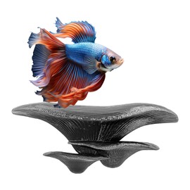 BlubberCove Large Mushroom Betta Hammock/For Amphibians Aquarium, Reptile Tank/Creating a Safe Space/Ornament Decoration for Cory, Frogs, Fish & More (Black)